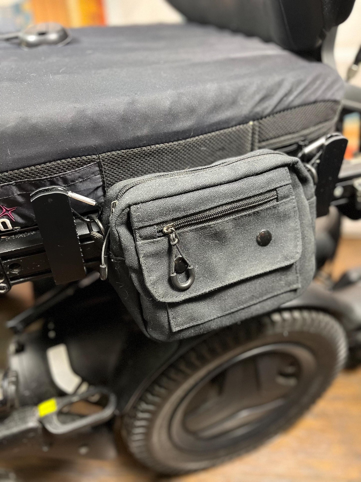 Canvas Saddle Bag With Brackets Designed For Permobil Power Wheelchair NEW 2025
