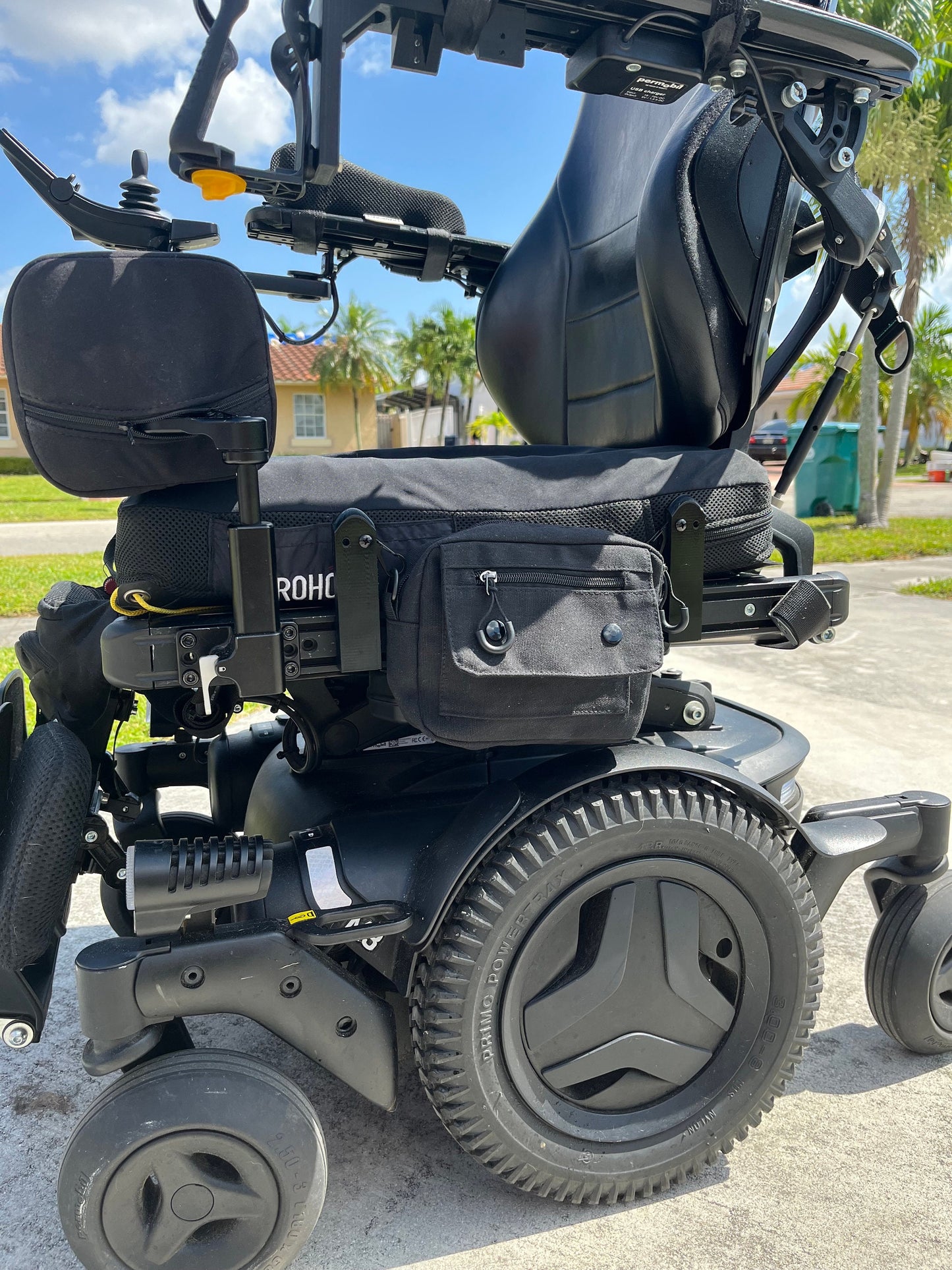 Canvas Saddle Bag Designed For Permobil Power Wheelchair